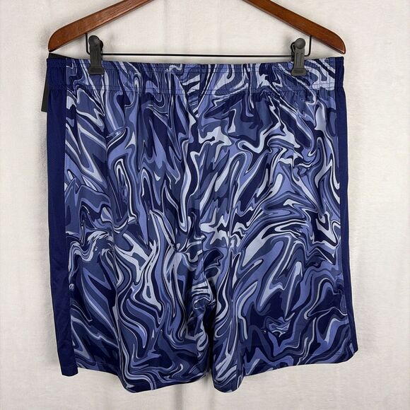 Under Armour UA Blue Wavy Print Poly Elastane Running Shorts Mens XL NWT - Picture 5 of 6